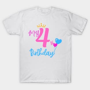 4th Birthday Girl Shirt - Fourth Birthday Princess T-Shirt